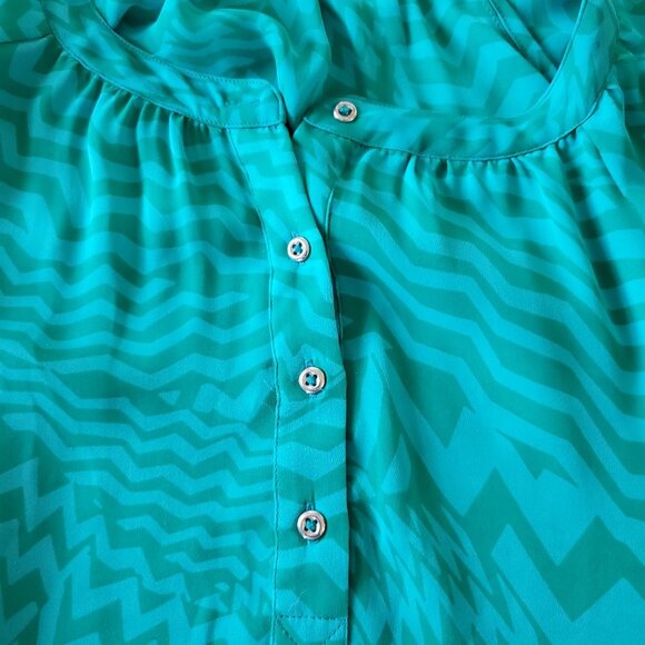 Banana Republic Sheer Pattern Jade Green Blouse Size Small - Picture 13 of 15